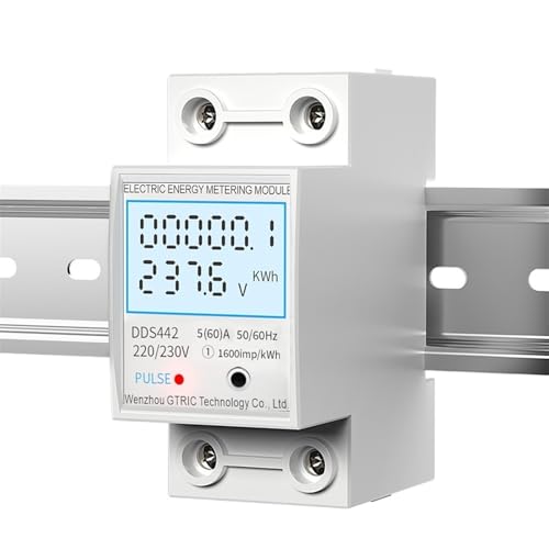 Energy Meter 2P Single Phase Voltage Current Power Consumption Meter Wattmeter LCD Digital Display DIN Rail 230VAC 80A(Reset with Backlight,5-60A)