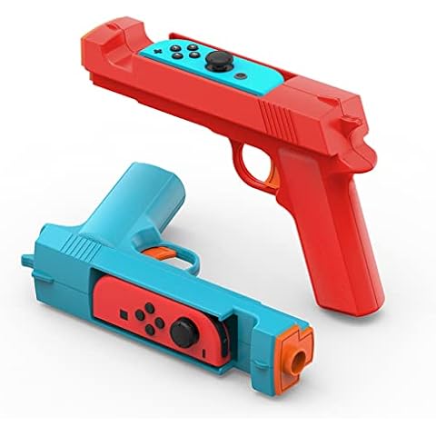 CODOGOY Shooting Game Gun Controller Compatible with Switch/Switch OLED Joy-Con, Hand Grip Motion Controller for Nintendo Switch Shooter Hunting Games (Blue + Red) Cover