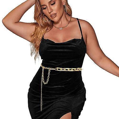 Punk Chunky Waist Chain Belt for Women with Square Metal Design2