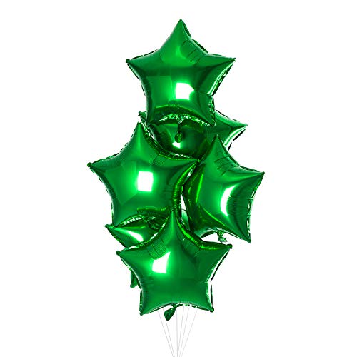 18" Green Star Shaped Foil Balloons Mylar Helium Balloons for Birthday Party Wedding Baby Shower Decorations, Pack of 20