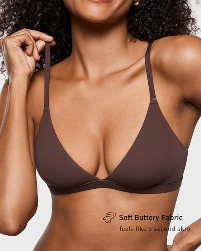 Image of INLYRIC Women's Inbarely Triangle Bralette Plunge Unlined Seamless Bra No Underwire Sexy Comfortable Everyday
