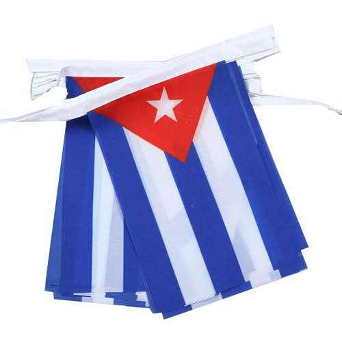 AZ FLAG - Fahnenkette Kuba 12 Meter Mit 20 Flaggen - 45x30 cm - Kubanische Girlande Flaggenkette 30 x 45 Cm