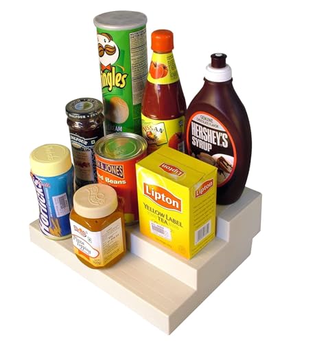 Image of VASIL MART Wood 3 Tiered Spice Rack, 3 Tier Spice Organizer for Cabinet or Kitchen, Stand For Cabinet /Cupboard (White)