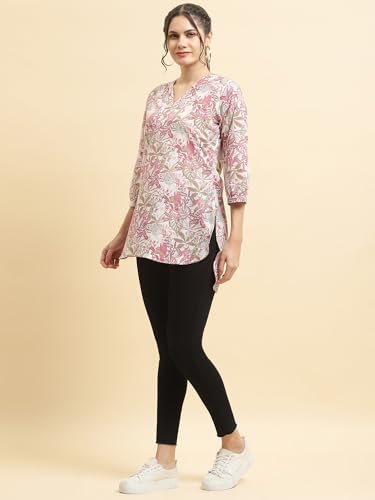 Image of Shree Women Liva (Rayon) White Floral Print Kurta