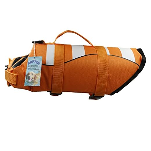 Chaleco Salvavidas para Perros,Flotador Perro Chaleco de Natación con Asa Dog Lifejacket Mascotas de Natación Ajustable para Pet Vest Piscina,Nadar,Surf,Navegar,Playa,Vela,Kayak,Canoa(Small, Naranja)