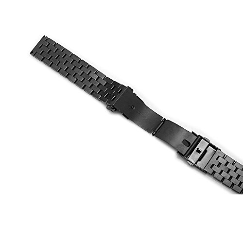 Stainless Steel Watch Band with Double Buckles Deployment Clasp 5 Rows Metal Watch Strap Bracelet for Men Women 20mm Black