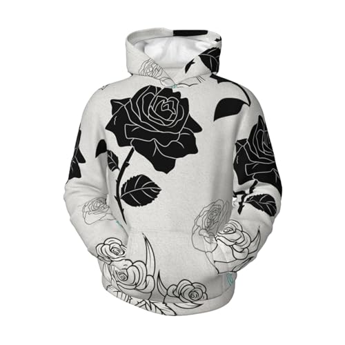 Rose Pattern Boy, Girls Sports Shirt Youth Pullover Fashion Hooded Sweatshirt4