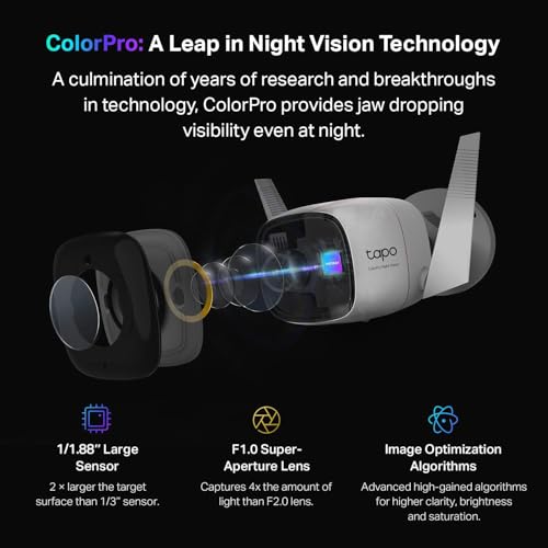 Cameras Tapo ColorPro Wi-Fi Outdoor Camera, PoE, Plug-in, Daylight Clarity at Night, 2K QHD, Person/Pet/Vehicle Detection, Local/Cloud Storage, 127° FOV, Built-in Siren C325WB SmartThings Compatible Cameras Tapo ColorPro Wi-Fi Outdoor Camera, PoE, Plug-in, Daylight Clarity at Night, 2K QHD, Person/Pet/Vehicle Detection, Local/Cloud Storage, 127° FOV, Built-in Siren C325WB SmartThings Compatible