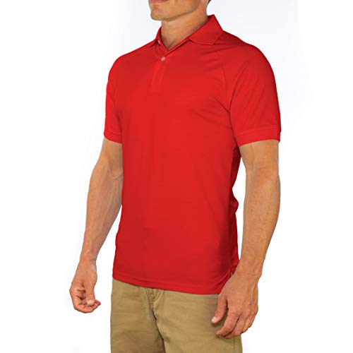 CC Perfect Slim Fit Polo Shirts for Men + Stretch | Breathable Sweat Wicking Short Sleeve Fitted Collared Mens Polo T Shirt