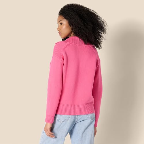 Image of Amazon Essentials Women's Regular-Fit Midweight Cotton Polo Pullover Sweater, Long Sleeve, V Neck, Collared
