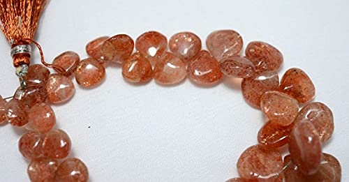 LKBEADS Koraliki w kształcie serca z kamieniem słonecznym, zwykły kamień szlachetny w kształcie serca, kamień szlachetny do biżuterii, ok. 25 cm