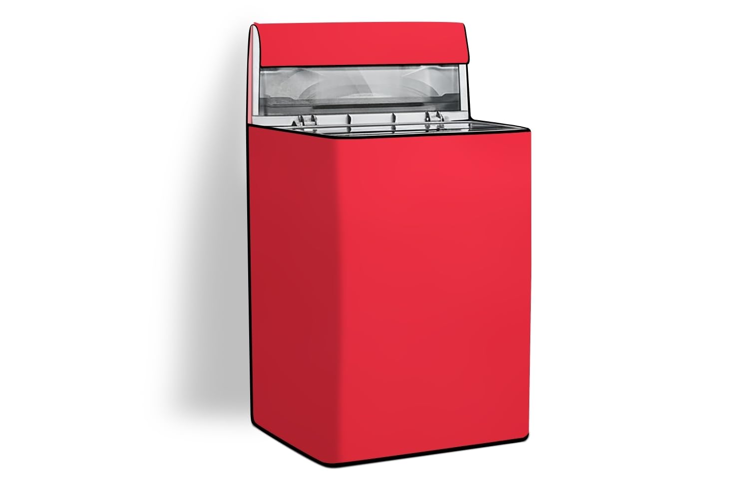 Stylista Fully Automatic Top Load Washing Machine Cover | Waterproof & Dustproof | Long-Lasting, Washable & Easy-Care Fabric | Inlet & Outlet Pipe Cut-Out Design, Red, Polyester, (63x63x92 CM)