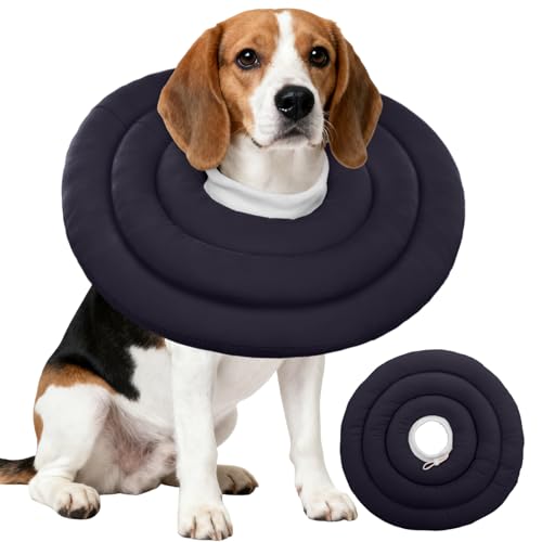 Image of IDOMIK Dog Recovery Collar, Waterproof Soft Dog Cone After Surgery, Comfy Protective Elizabethan Collar Alternative for Dogs Cats, Adjustable Pet Neck Donut Cone Anti-Licking Biting Wounds,Grey,XL