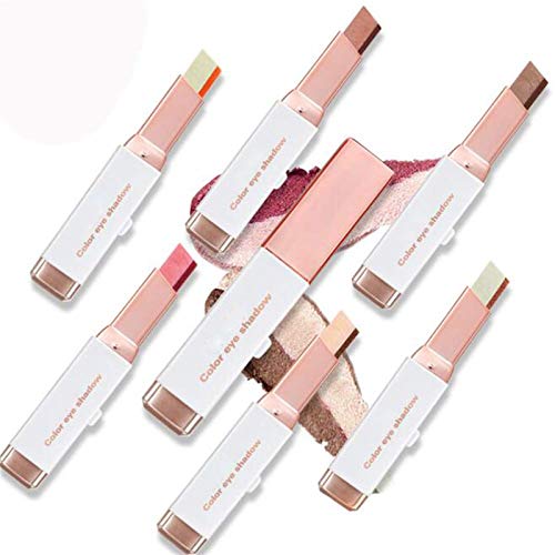 Two-Tone Eyeshadow Stick / Eye Shadow Stick Waterproof Double Colors Gradient Shimmer Eyeshadow Pen,Glitter Shimmer Eyeshadow (#4 Earth Tone)