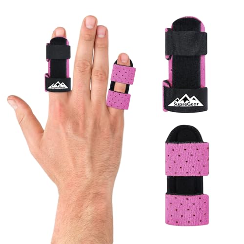 supregear Fingerschienen 2 Stück Verstellbare Fingerstütze Bequemer Finger Stabilisator für Gebrochene Verstauchte Arthritis Sehnenentzündung und Geschwollene Finger Rosa