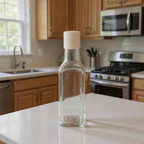 Image of Refillable Square Shape Fliptop Glass Bottles, Set of 4 Pcs, 100ml Each, Transparent | Fliptop Bottle | Oil Bottle | Essantial Oil Bottle | Square Shape Bottle (4)