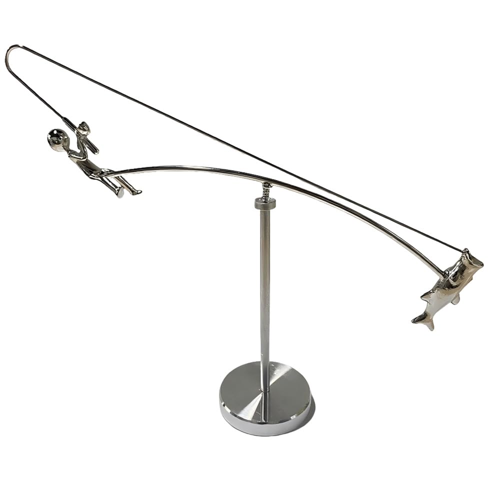 Zenova The Fisherman Balancing Sculpture,Kinetic Fishing Sculpture,Balance Art for Your Space, Fisherman Kinetic Balancing Desk Toy Fishing Physics Sculptures for Home Office Art Deco