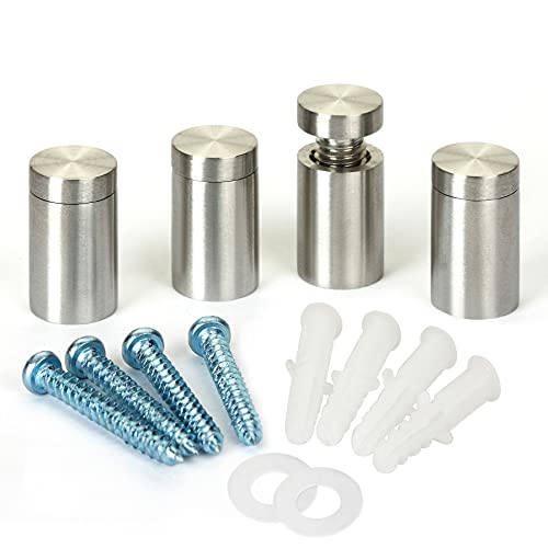 Topnike Sign Standoff, 1/2"X 3/4",304 Stainless Steel Made, Flat Nail, For Acrylic, Glass, Pvc, Glass Panel, Wood, Pack Of 4 #TOP10