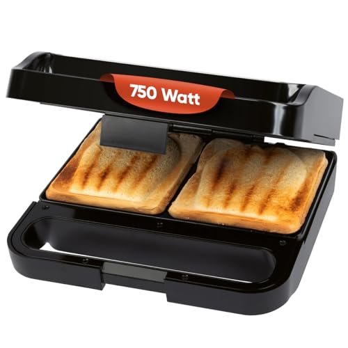 ProfiCook® Sandwichmaker | muschelförmige Sandwiches mit extra viel Füllung | antihaftbeschichtet | XXL-Toastscheiben | 750 Watt Toaster Sandwichtoaster | Backampel | Sandwich Maker | PC ST 1297