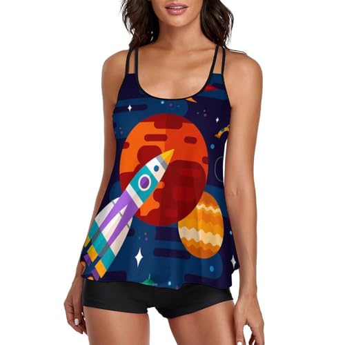 Bikini avec short de garçon et robe de plage tankini femme pour natation et mer