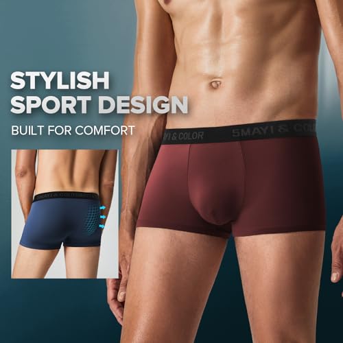 Image of 5Mayi Mens Underwear Boxer Briefs Short Leg Athletic Trunks Underwear for Men Pack No Fly