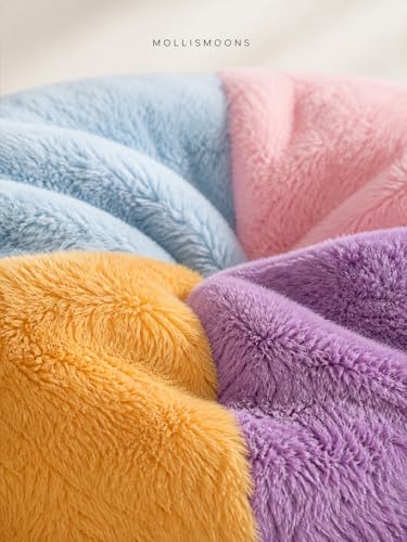 Image of Mollismoons Faux Fur Bean Bag Chair Cover for Adults & Kids | Luxury Lounger & Round Floor Sofa Seating | Modern Cozy Feel | No Beans Included (Pestal, Teardrop)
