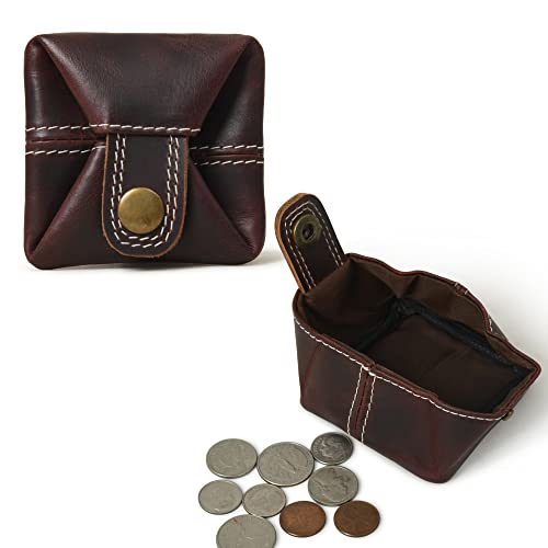 Leather Coin Pouch Change Holder Mini Pocket Wallet For Men Women (Black Cherry Ghost, Pack Of 1) #TOP1