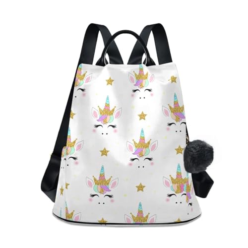 Sac à dos licorne fille avec poches de rangement et pompon doux