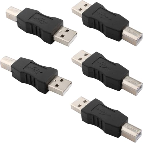 VISSQH 5 St&uuml;ck USB 2.0 Typ A auf Typ B Adapter, USB A auf USB B Drucker Adapter-Konverter, USB Typ A Adapterstecker