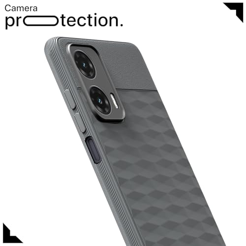 Image of Pikkme Back Cover for Moto G35 5G Camera Protection 3D Hexa Cube Design Silicone Protective Bumper Case (Grey)