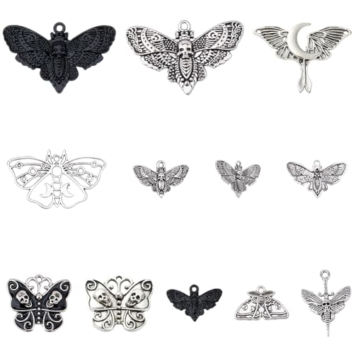 Pendentifs gothiques papillon crâne lune pour création collier - 8