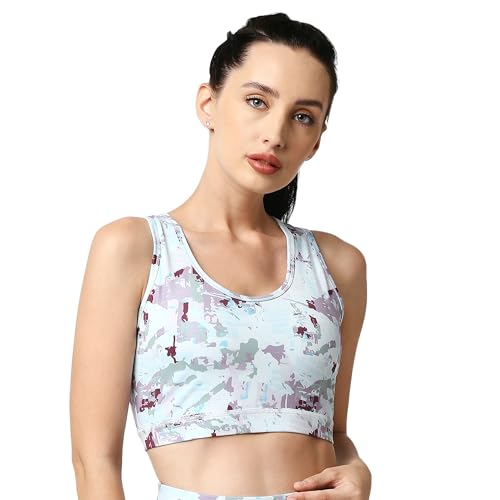 Image of SOIE Women's Medium Impact Quick Dry Padded Racerback Printed Athleisure Sports Bra