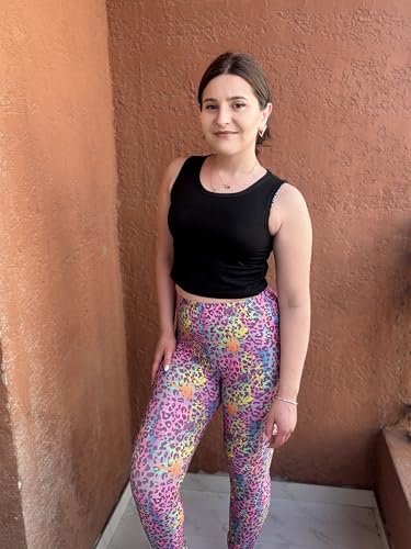 Image of sissycos Women's 80s Leggings Neon Artistic Splash Printed Buttery Soft Stretchy Pants