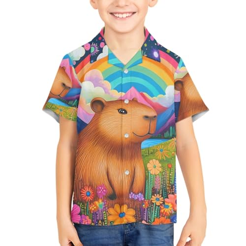 Cumagical Kids Hawaiian Shirt Short Sleeve Breathable Boys Girls Beach Party Shirt3