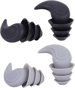 Silicone Ear Plugs for Sleeping Noise Reduction Ear Plugs Comfortable Silicone Ear Plug Sound Blocking Earplugs 1 Pair for Sleep Snoring Swimming Concert Musician Construction Shooting Gray Black