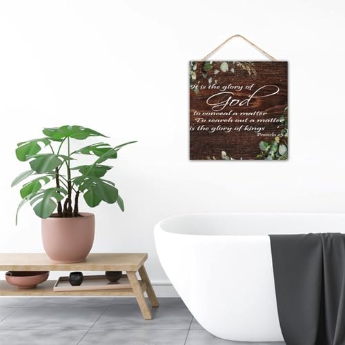 Letrero de madera Proverbios 25:2 decorativo con versículo bíblico inglés 5