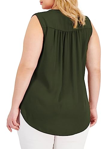 Image of Eytino Womens Plus Size Tank Tops Summer Sleeveless V Neck Casual Loose Chiffon Blouse Office Work Shirts(1X-5X)