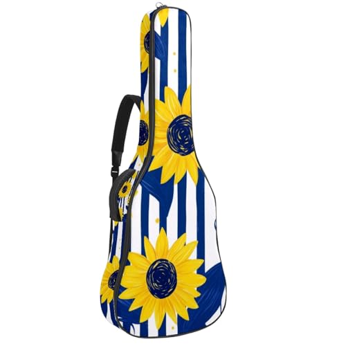 Housse de guitare basse et acoustique à motif fleuri avec double sangle arrière et poches