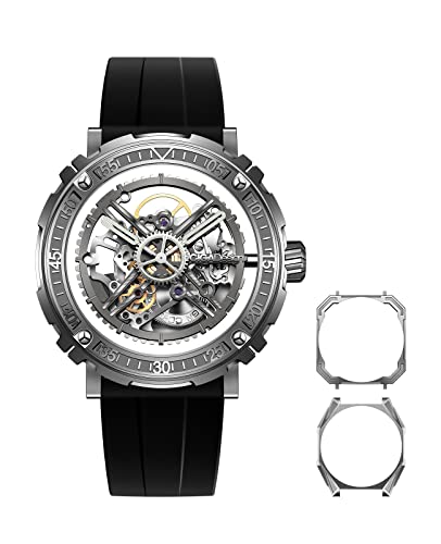 CIGA Design Automatic Mechanical Watch Magician Series Stainless Steel Detachable Case Sapphire Crystal Fluororubber Strap Watches for Men and Women with 3 Shapes Case