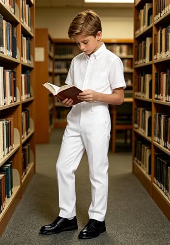 Image of DHTS Boys Dress Pants (Size 2-20 Years) Slim Fit Uniform Pants for Toddler & Teens