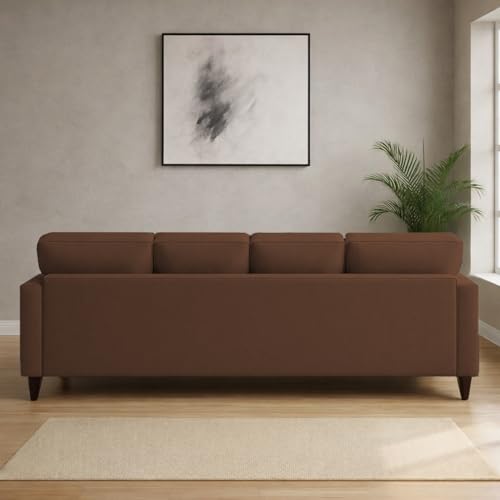 Image of Carlos LHS 4 Seater L Shape Sofa Set for Living Room & Home Office Furniture, Modern Durable Sectional Corner Sofa Couch, Premium Fabric Comfortable Seating with Strong Frame (Brown)