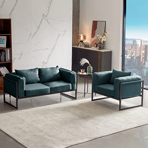 Clipop 35”W Modern Accent Chair, Leathaire Upholstered Single Sofa Backrest & Armrest, Comfy Lounge Armchair With Free Cushion, Thickening Padded Seat, Metal Frame For Living Room #TOP7