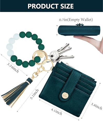 Image of Keychain Wallet Wristlet for Women,RFID Small Wallet | Wallet Wristlet with Zipper Coin Pocket,Vegan Leather Card Wallets for Women, 2 ID Window,Gift