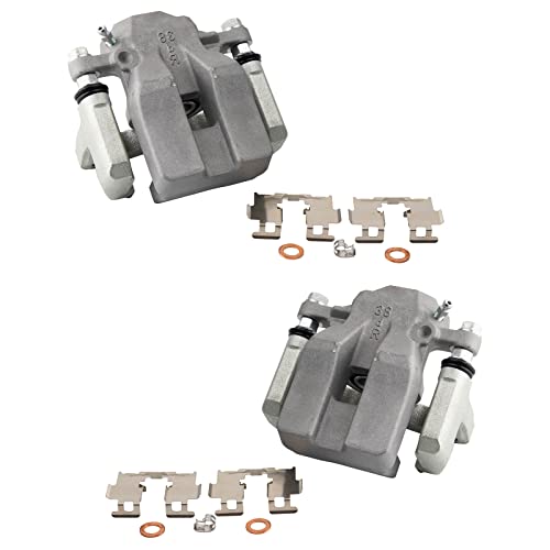 Image of TRQ Rear Driver and Passenger Side Brake Caliper Set Caliper Brackets Hardware Compatible with 06-11 Toyota RAV4