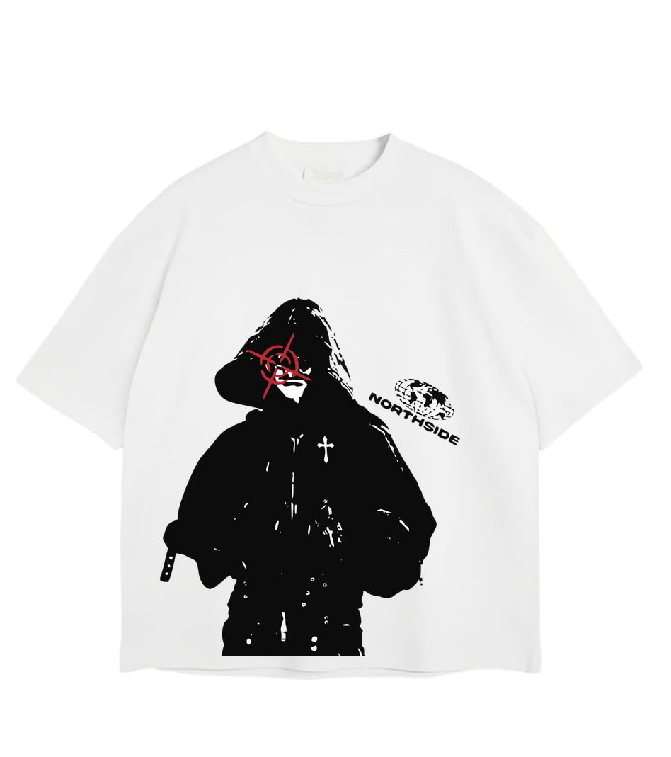 Buy Vespberry y2k Off-White Anime Black Oversized T-Shirt for Men