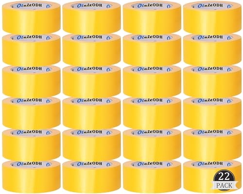 Image of Oleitodh 22 Pack Yellow Duct Tape Heavy Duty,8.3 Mil Thickness,2 Inches x 30 Yards,Strong Industrial Strength,Flexible,No Residue,Waterproof and Tear by Hand,Multi-Use for Indoor & Outdoor Repairs