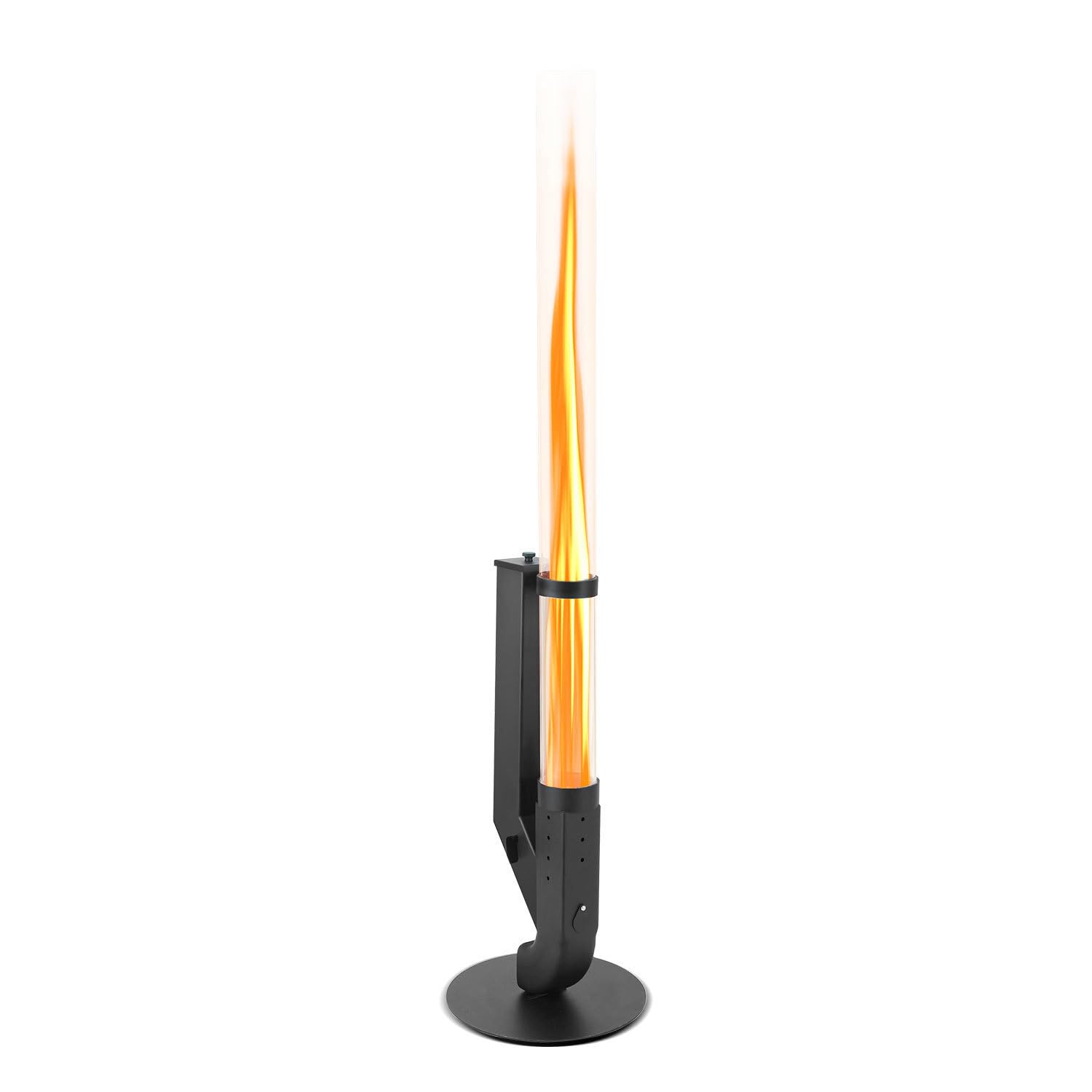 Bruciatore a pellet in acciaio nero 100 cm con vetro borosilicato, valvola combustibile regolabile