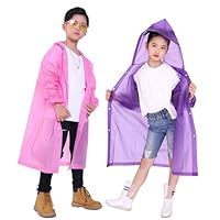 Makonus Kids Rain Jacket, 2 Pack Rain Ponchos for Kids - Reusable Raincoats for Boys and Girls Waterproof Outdoor Rain Gear