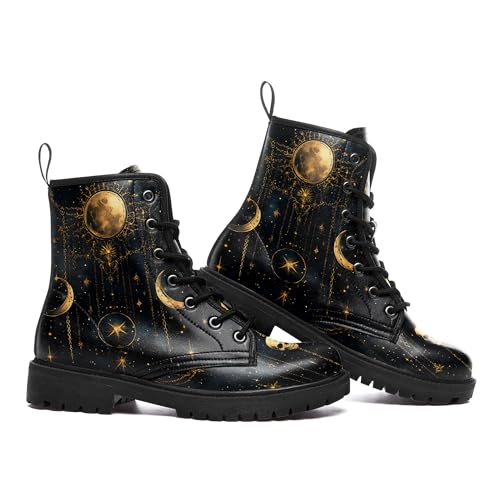 Gothic Combat Boots for Women & Men – Punk Rock Lace-Up Chuncky Heel Ankle Boots Vegan Leather Waterproof Black work boots2