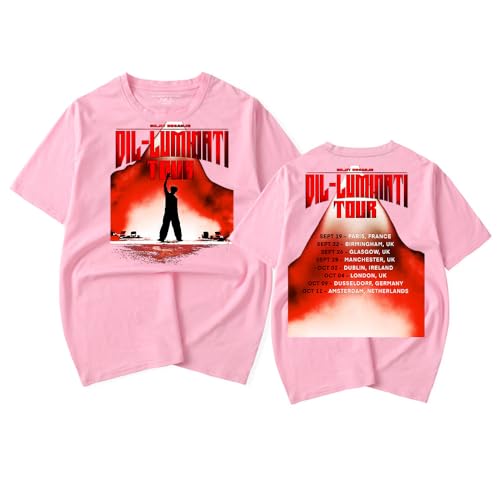 Image of RYSXJLX Diljit Dosanjh T-Shirt Dil-Luminati Tour UK 2024 Women Men Fashion Casual Short Sleeve Tee (XXS,Pink)